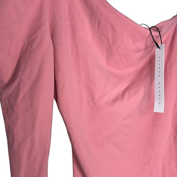 NEW Susana Monaco Pleated One Arm Long Sleeve Top Lotus Small - Picture 7 of 10